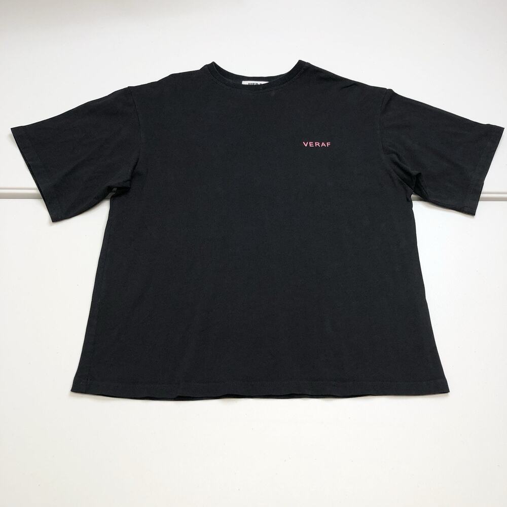 Veraf Unisex Black Short Sleeve T Shirt Logo Floral Peace Size Medium - Picture 2 of 6